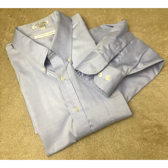 Geoffrey Beene Men's Dress Shirt Blue 17 1/2 32/33 Pinpoint Oxford Wrinkle Free - Picture 5 of 8